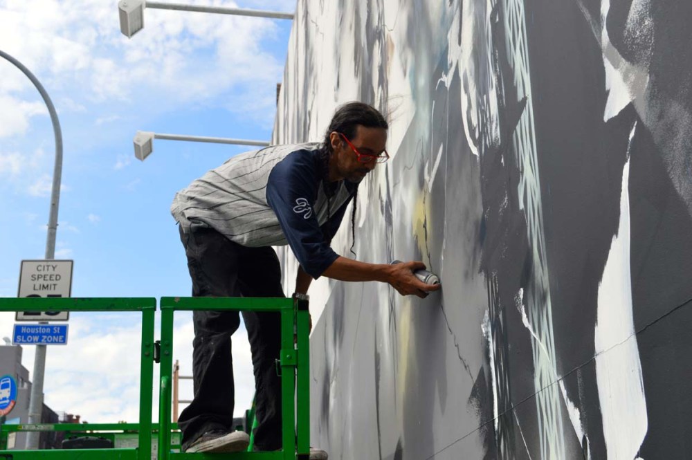 Futura painting the Bowery wall Detail 3