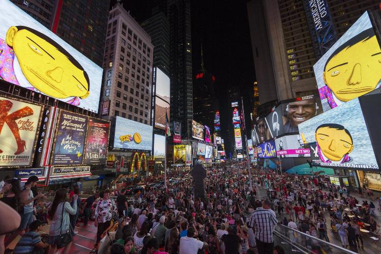 Os Gemeos Panorama of Times Square during Midnight Moment