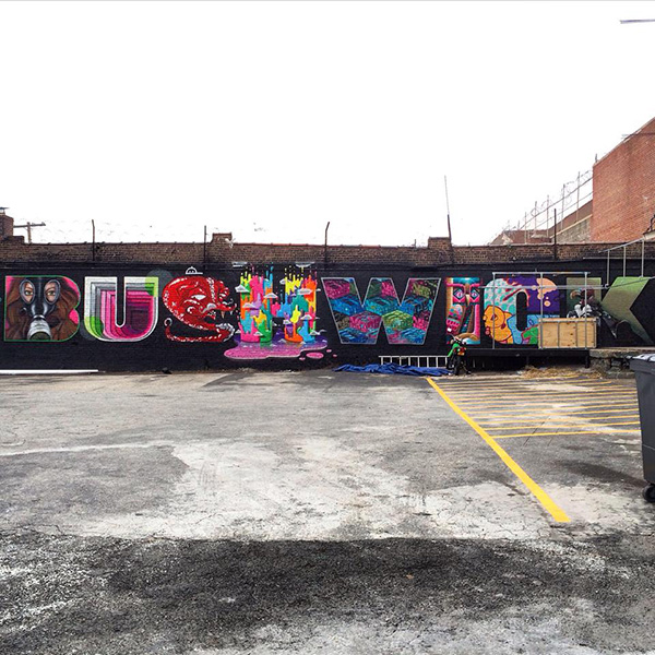 B-U-S-H-W-I-C-K collaboration mural