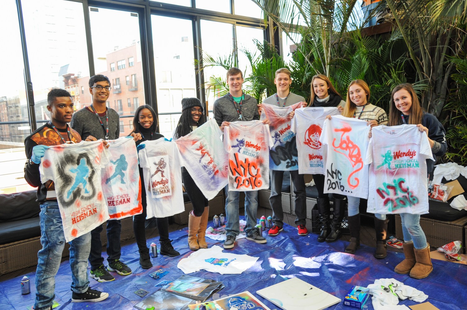 The finalists with their DIY custom T-shirts