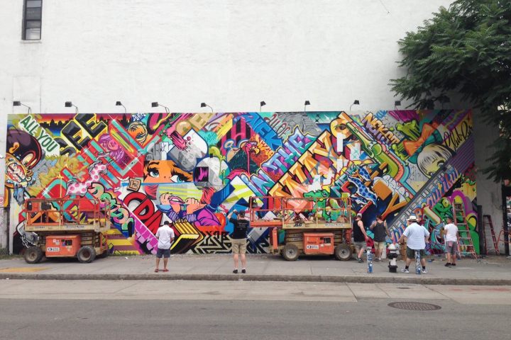 Bowery mural - collaboration piece by Revok and Pose