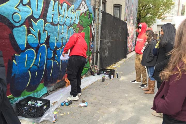“Go Hard in the Paint” Workshop by Damien Mitchell – Students pictured from St. John’s University – Oct. 2015